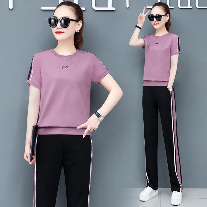 Casual wear sportswear women's summer 2020 new fashion Korean style summer slim feature two-piece suit foreign style
