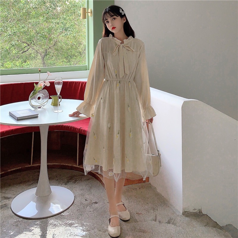 Xianqisen fairy skirt long skirt autumn skirt 2021 new sweet student thin dress