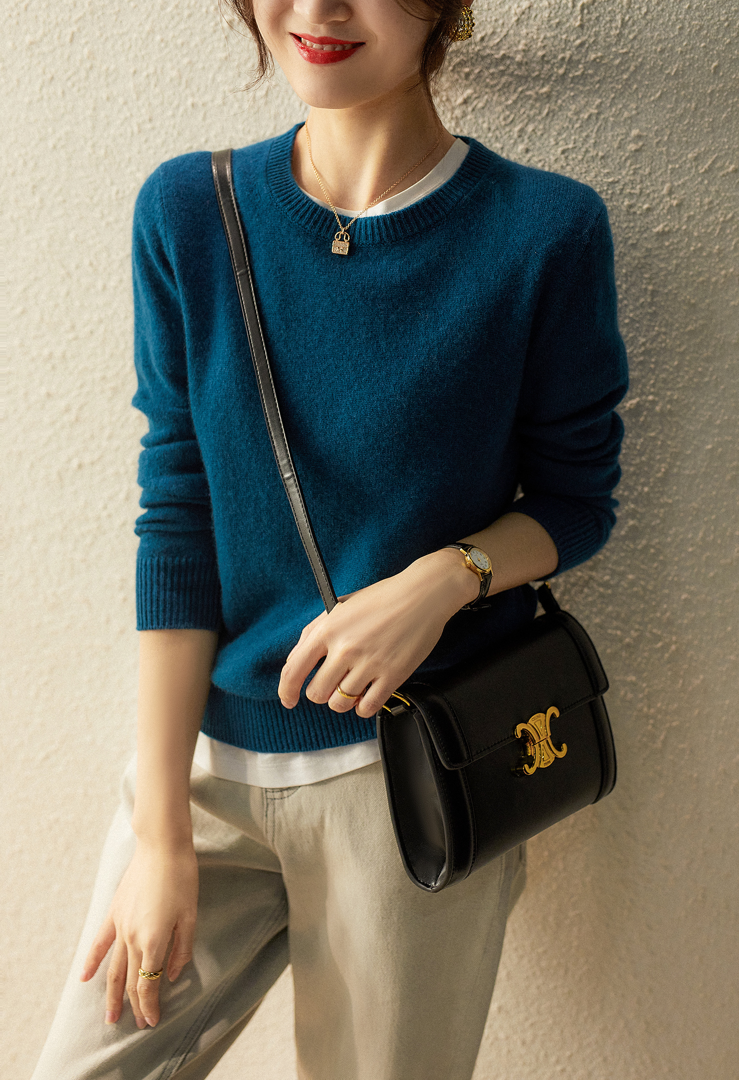 Foreign trade 2021 autumn and winter new Korean version gentle 10 color large beautiful silhouette cashmere wool thin sweater