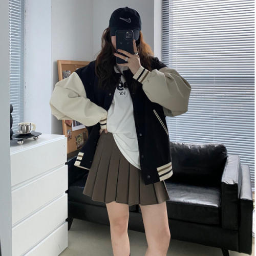 Plus velvet excellent version of the American baseball uniform girl spring and autumn tide 2022 new student loose Korean casual jacket