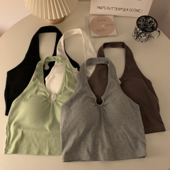 Camisole, halter neck, beautiful back, sexy slim vest, bottoming, one-piece cup tube top