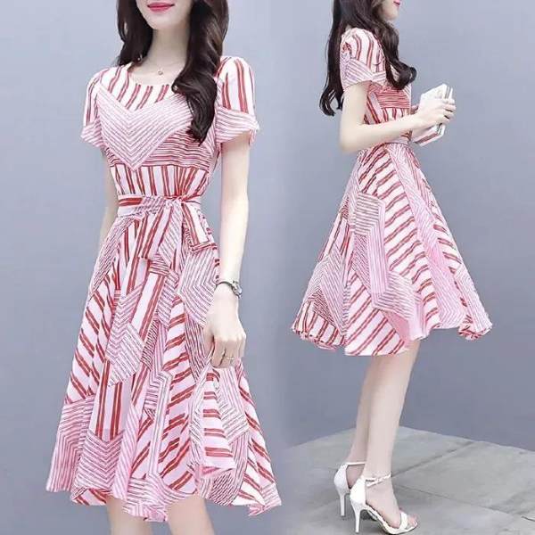 Chiffon dress women's summer 2021 new summer women's slim, slim, medium and long fashion printed skirt