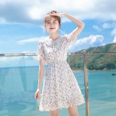 New style spring flower Platycodon grandiflorum skirt small waist slim dress women's spring and summer temperament French skirt
