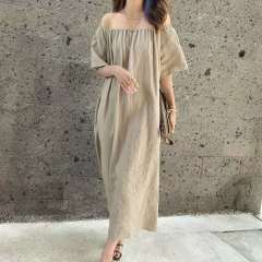 South Korean one shoulder dress women's summer new sexy off shoulder long skirt with feminine taste