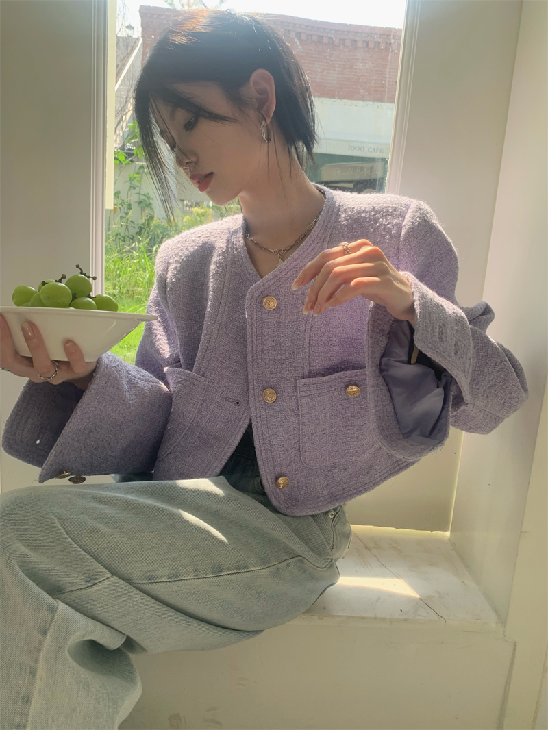 Real auction real price Classic small fragrance woven short style multi-button small pocket exquisite small coat