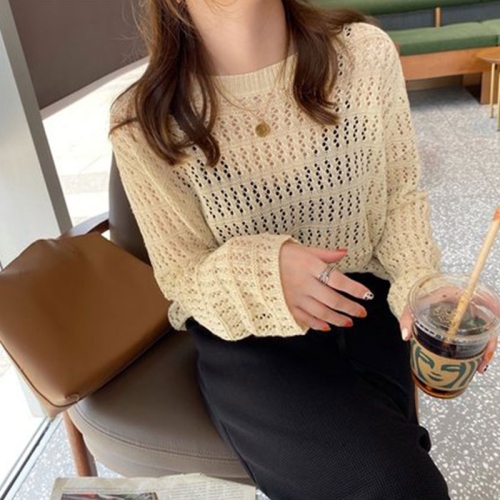 Summer thin section hollow knitted sweater women 2023 summer new design chic top with sun protection blouse inside and outside