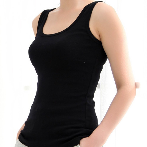 Summer drawstring vest women's bottomed sleeveless drawstring shirt slim solid color cotton versatile U-shaped small vest