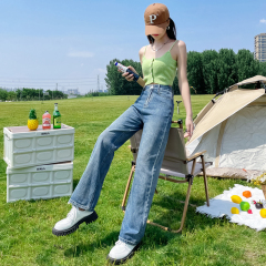 Actual shooting of thin sagging loose wide leg jeans women's high waist new nostalgic wide leg pants show high and thin mop pants