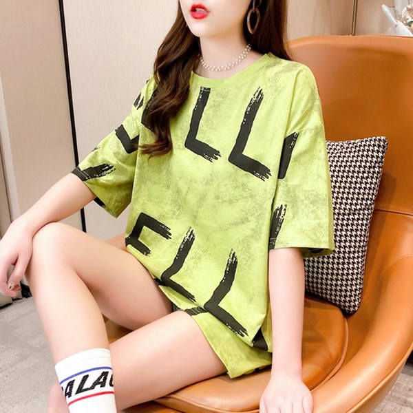 Real shot Korean version of Harajuku style short sleeve T-shirt women's mid long 2021 summer new loose top