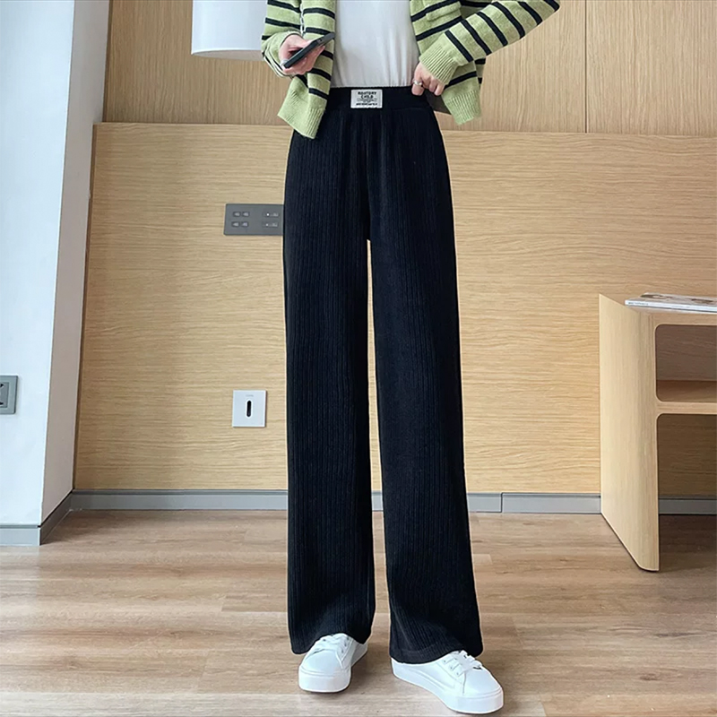 Chenille's new wide-leg pants women's high waist drape 2022 spring and autumn straight tube loose and thin white casual pants