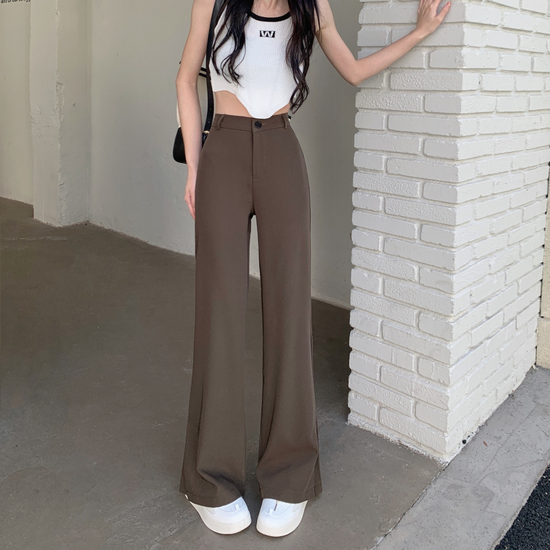 Real price ~ Korean spring new style drooping feeling split solid color high waisted slim pants