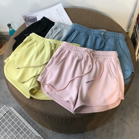 Summer new high waist ins trendy shorts women's Pink outer wear Korean wide leg hot pants sports beach pants