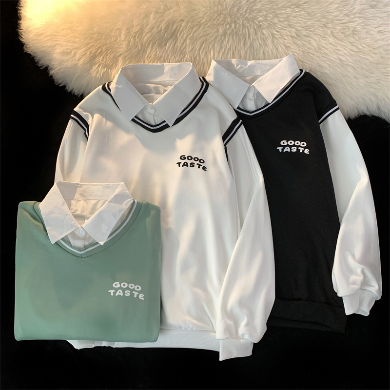 Real shot of autumn and winter student clothes thickened plus velvet sweater women's jacket milk silk composite 350 grams