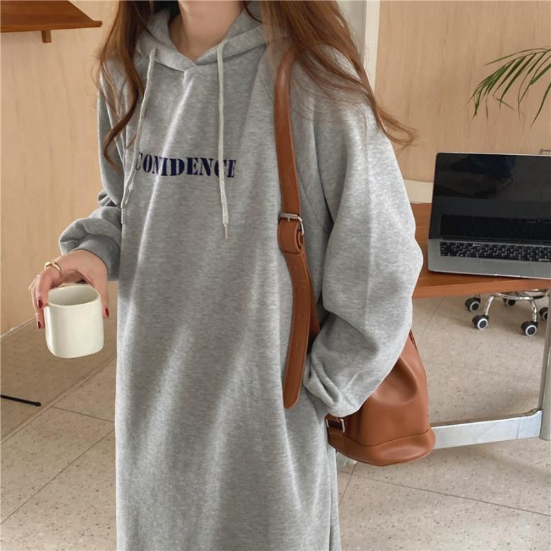 190g David coat double cap Korean chic autumn and winter simple casual dress female 22 new sweater dress