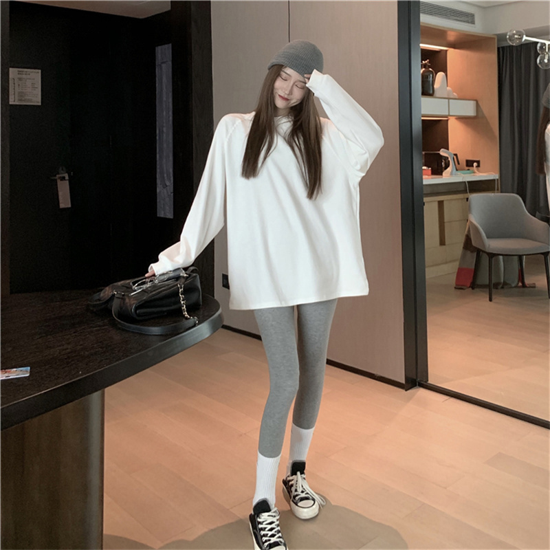 Frosted de velvet white bottomed shirt women's autumn and winter top versatile round neck long sleeve casual shirt tide net red live broadcast