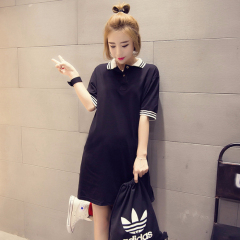 Guantu cotton summer Korean short sleeve cotton T-shirt skirt student top straight polo shirt