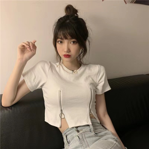 Rayon 260g official hot girl slim short-sleeved t-shirt top short summer ins design sense niche