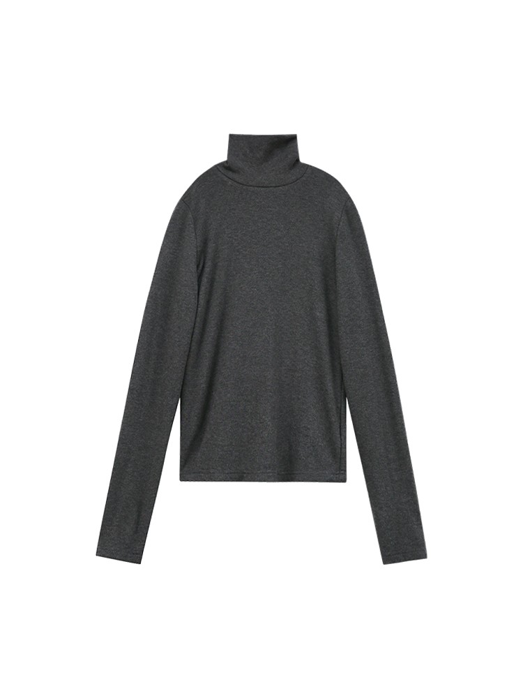 EIGHTHMONTH Pile collar bottoming shirt for women in autumn and winter, versatile top with high collar and slim long-sleeved T-shirt