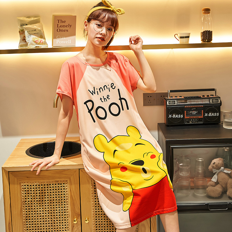 2023 new summer pajamas loose plus fat plus nightdress cartoon pregnant women slim dress