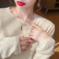 Round neck sweater women's spring, autumn and winter 2022 new thin sweater with long-sleeved cashmere bottoming shirt early autumn top