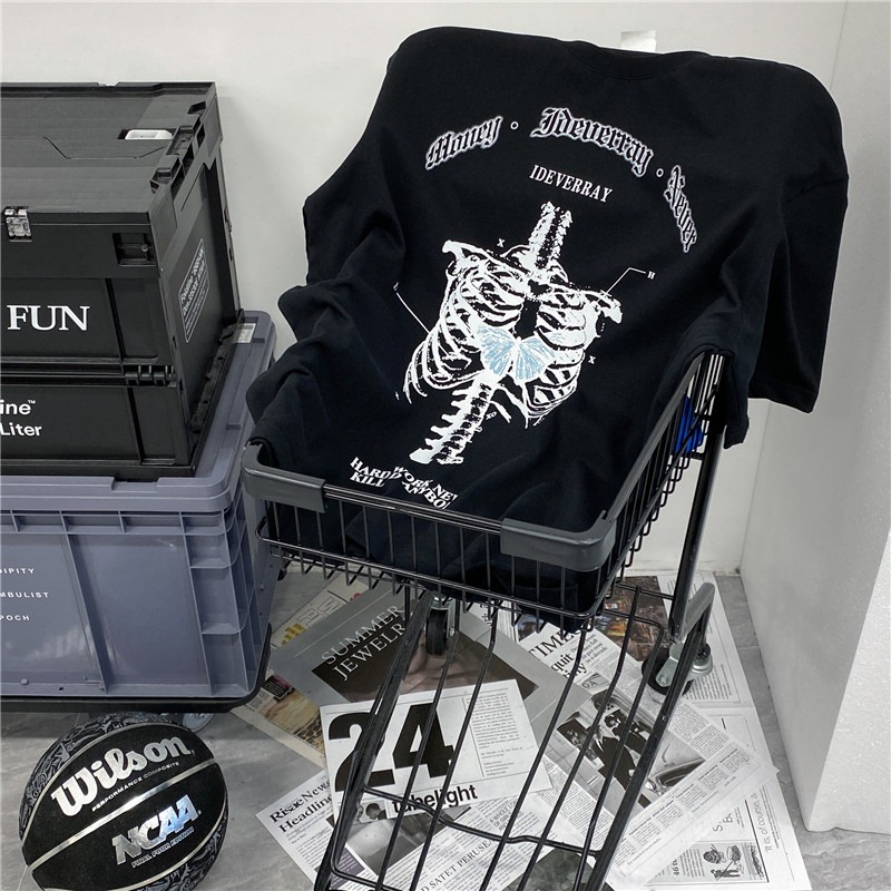 Skull Skeleton short sleeve t-shirt men and women's minority design couple top