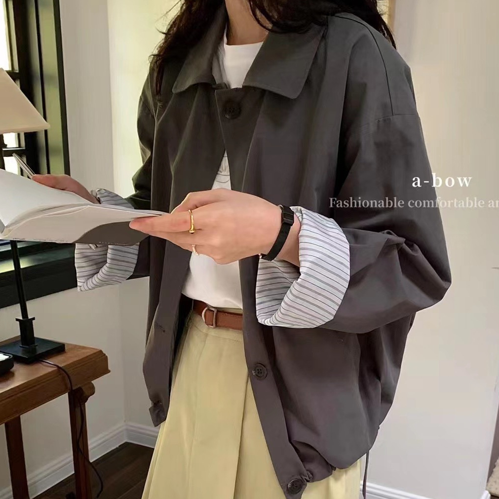 2023 South Korea Dongdaemun summer Korean version commuting new fashion simple air white bottom short windbreaker jacket