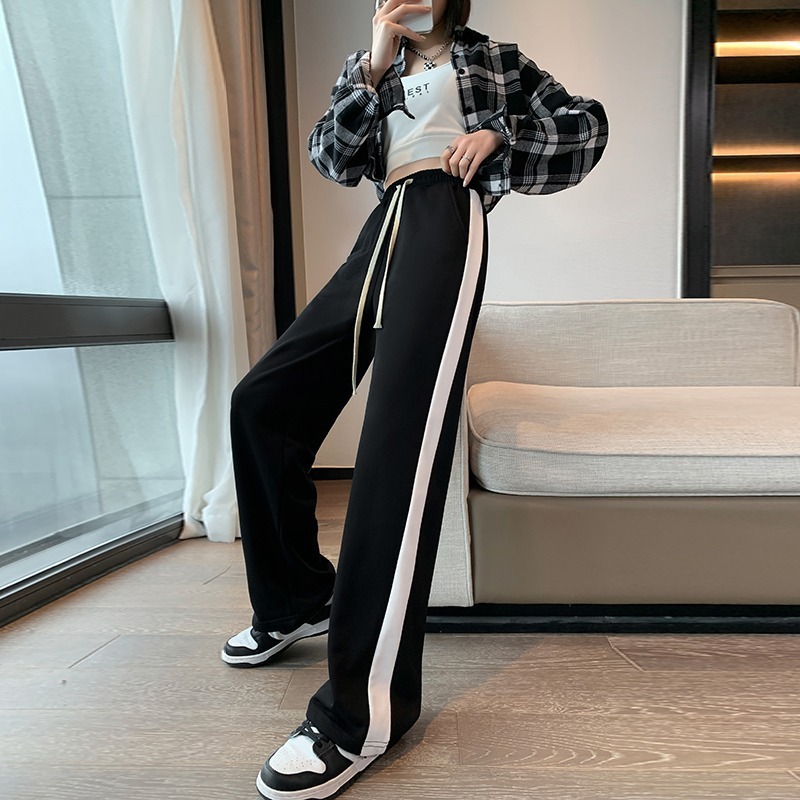 Official figure casual pants women's side straight tube shows thin sweatpants loose Korean students' new summer versatile trend