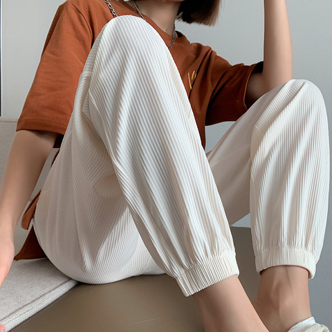 Ice silk sports pants women's summer thin loose legged anti mosquito Pants Adult small lantern Harlan casual pants