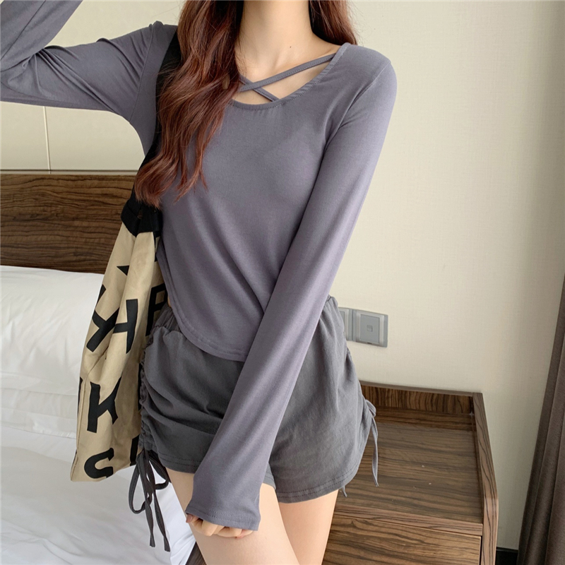 Real shooting, real price, design, irregular, slim, versatile, outer and inner bottomed blouse, female