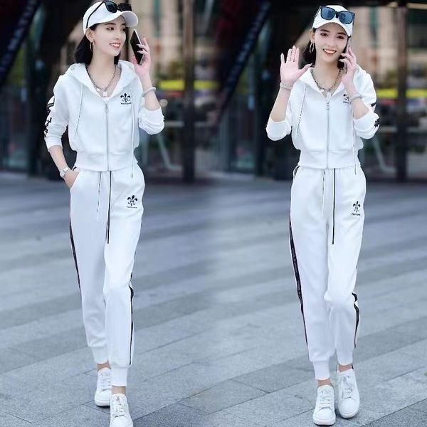 Sports suit women's spring and autumn new fashion Korean version early autumn hooded sweater running clothes leisure two-piece set