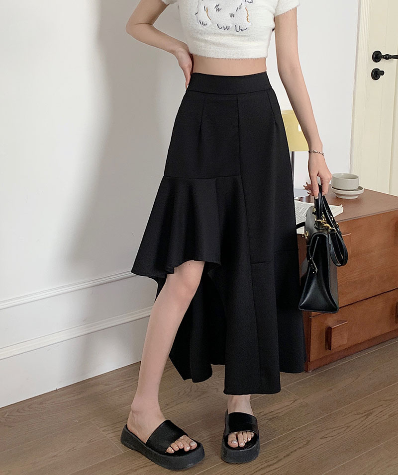 Real price real price Irregular skirt women 2023 spring new elastic waist splicing A-line mid-length skirt