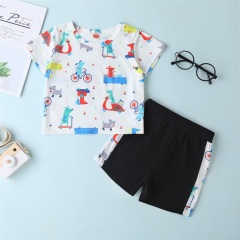 Children's printed top and shorts two piece set for home