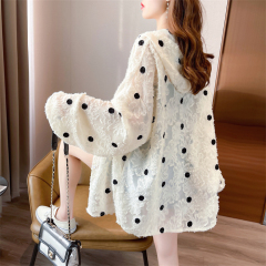 Real shot-summer original mid-length loose thin cardigan sun protection clothing shirt hooded jacket women