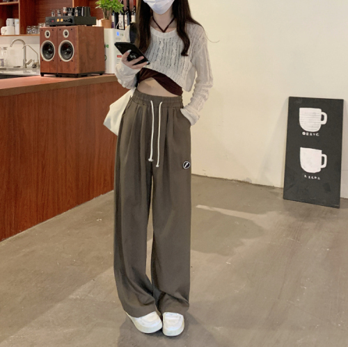 Official map autumn new Korean version high waist casual straight sports loose large size s-4xl mopping wide leg pants women