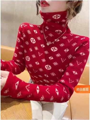 High-quality autumn and winter pullover sweater sweater lazy wind net red fashion high collar knitted bottoming shirt FS