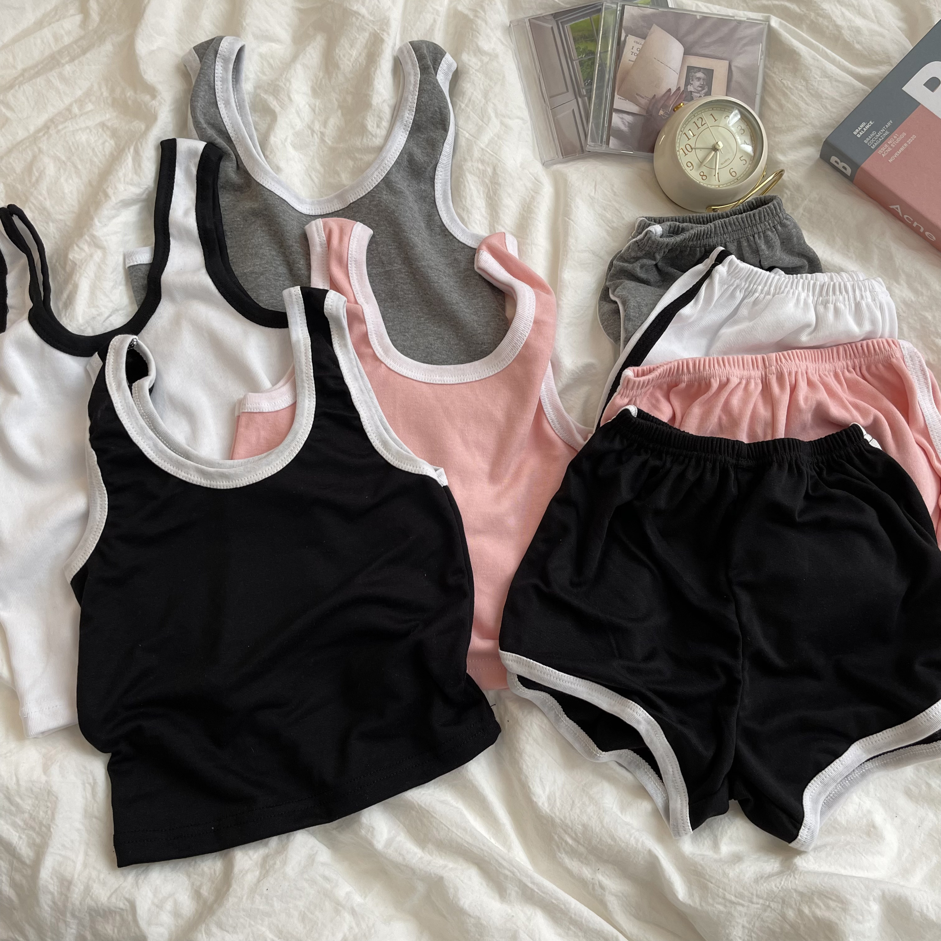 Real shot real price Korean version sports leisure Women's Vest suit loose running female student Yoga pajamas at home