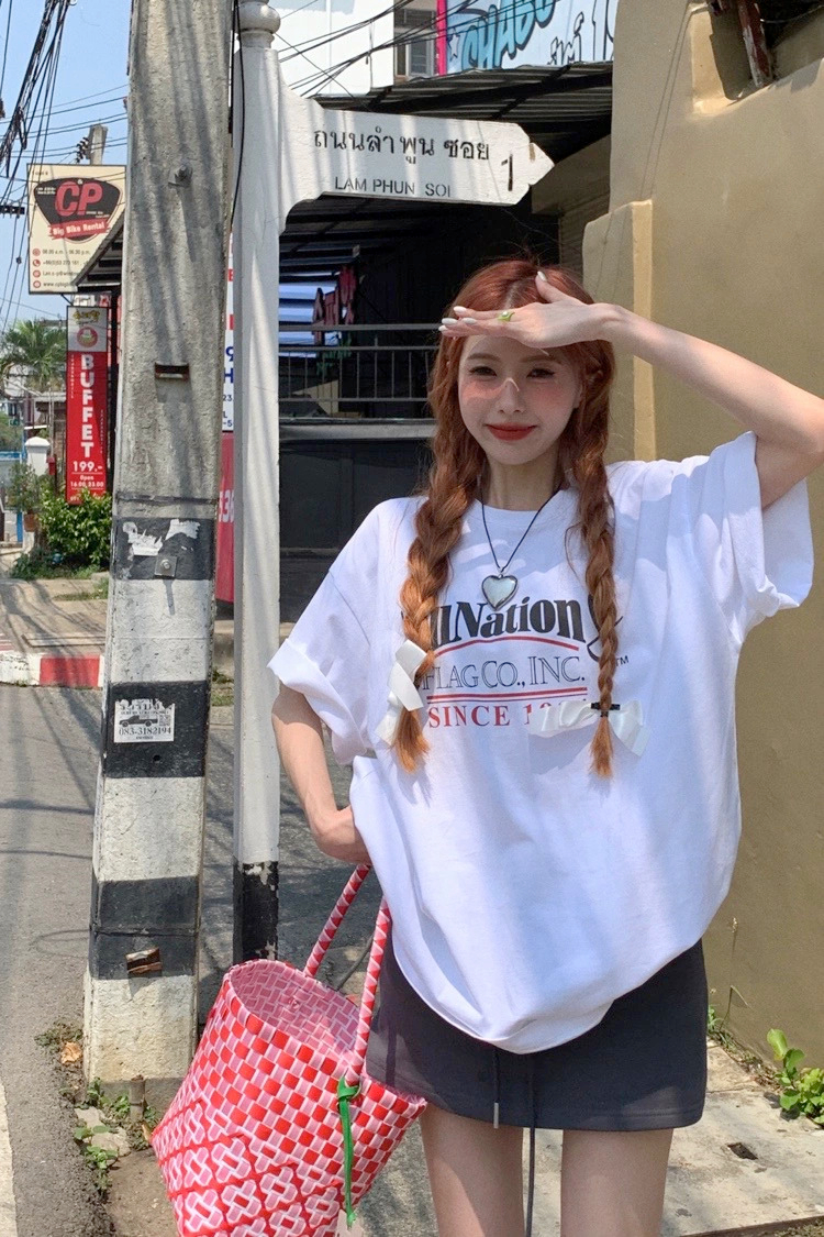 Heavy/Combated Cotton Back Wrap Collar S-XXXL Summer Short-sleeved T-Shirt for Women