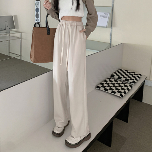 Real shot real price Korean version High Waist Wide Leg versatile casual pants drawstring hanging pants