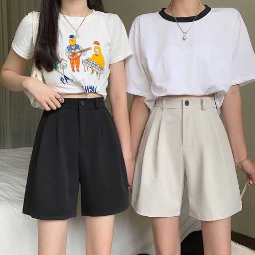 Real price 2023 new suit shorts Korean version high waist thin all-match loose shorts women's pants