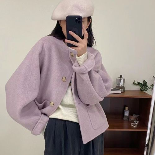 2025 Autumn/Winter New Korean Style Youthful Crew Neck Cartoon Dog Matching Accessories Embroidered Cardigan Warm Sweater Coat