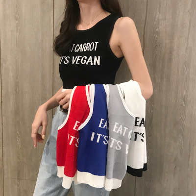 Summer new style with temperament slim fitting sleeveless top short open navel sports small sling vest