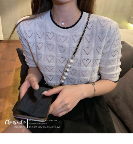 Mrs. Qian Xueli custom lazy short knitting top women's loose and versatile bottoming Pullover