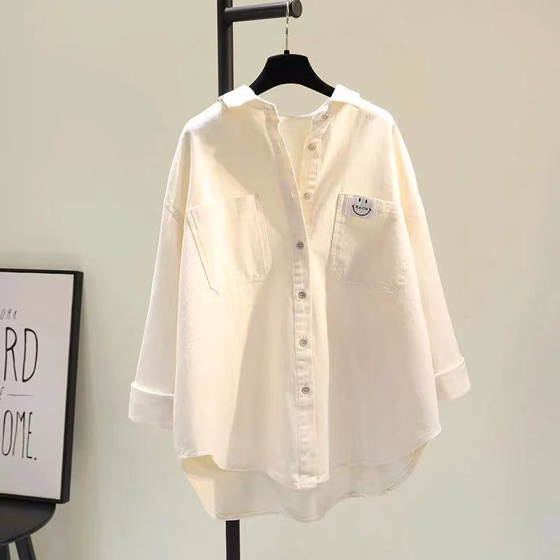 Pure cotton long-sleeved shirt 2023 spring and summer new shirt all-match simple loose casual cardigan top