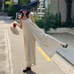 Summer new fashion temperament loose wide leg one-piece strap casual pants trend