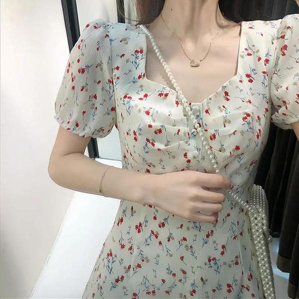 2021 gentle wind long skirt French first love Platycodon grandiflorum flowers super fairy temperament dress children's new summer dress