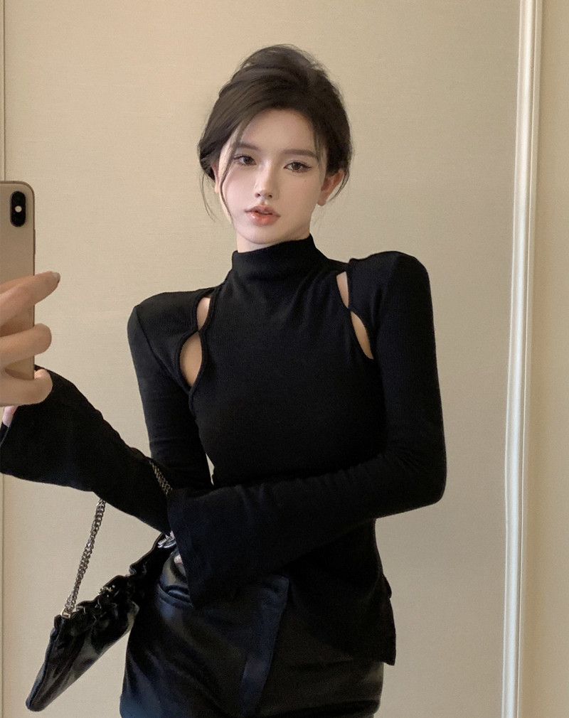 260g ribbed velvet autumn hot girl high-end pullover slim fit thin sweater top