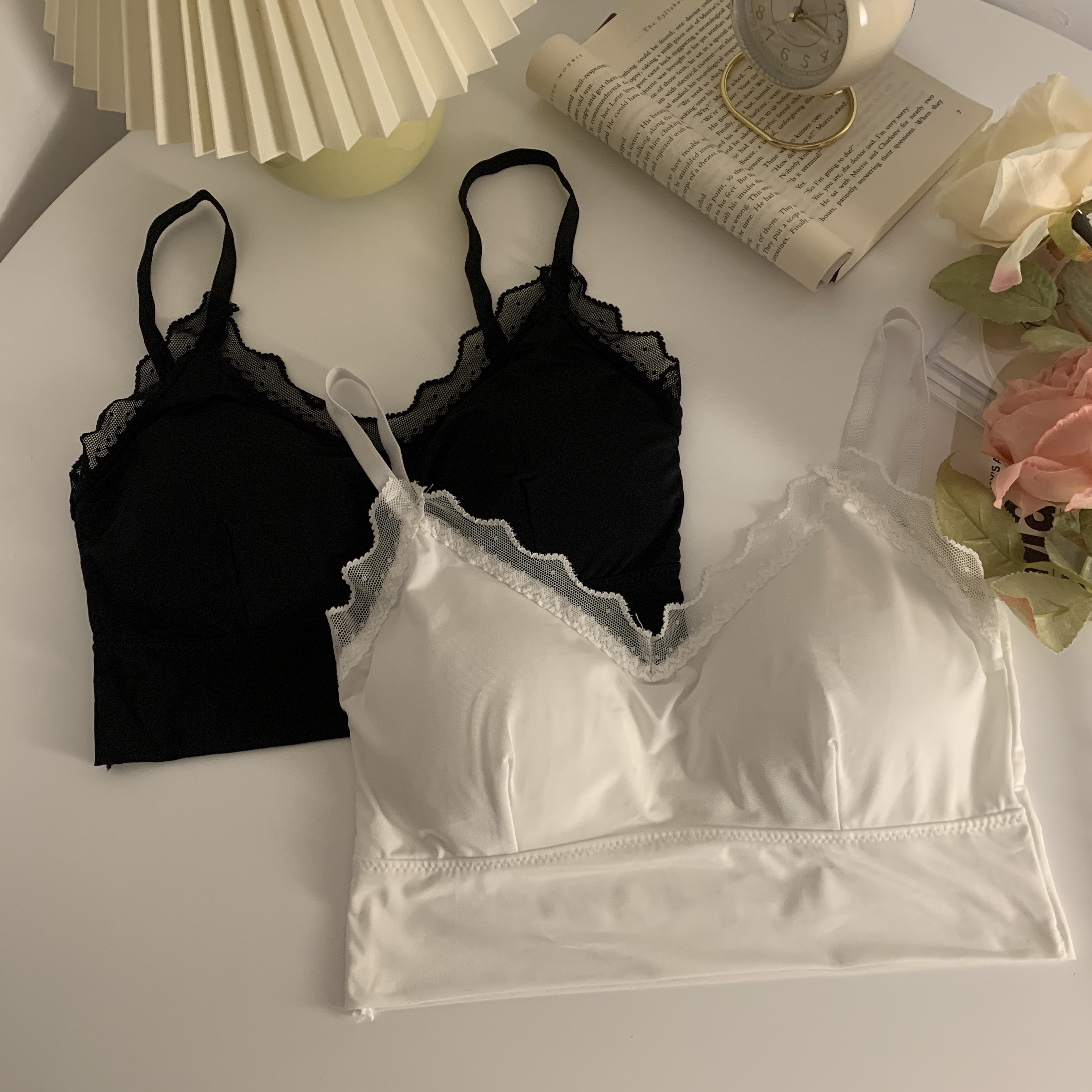 Real price Korean version ice silk tube top camisole without steel ring gather lace bra