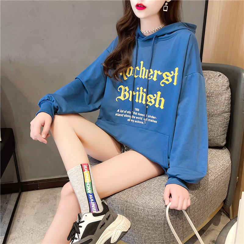 Real shot hooded sweater women's loose outer wear