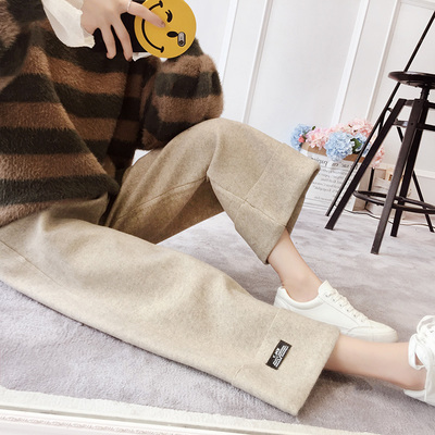 Loose Korean woollen wide legged pants for female students