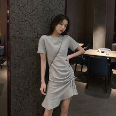 Summer net red short sleeve women's mid long T-shirt Korean loose thin versatile black T-shirt skirt fashion
